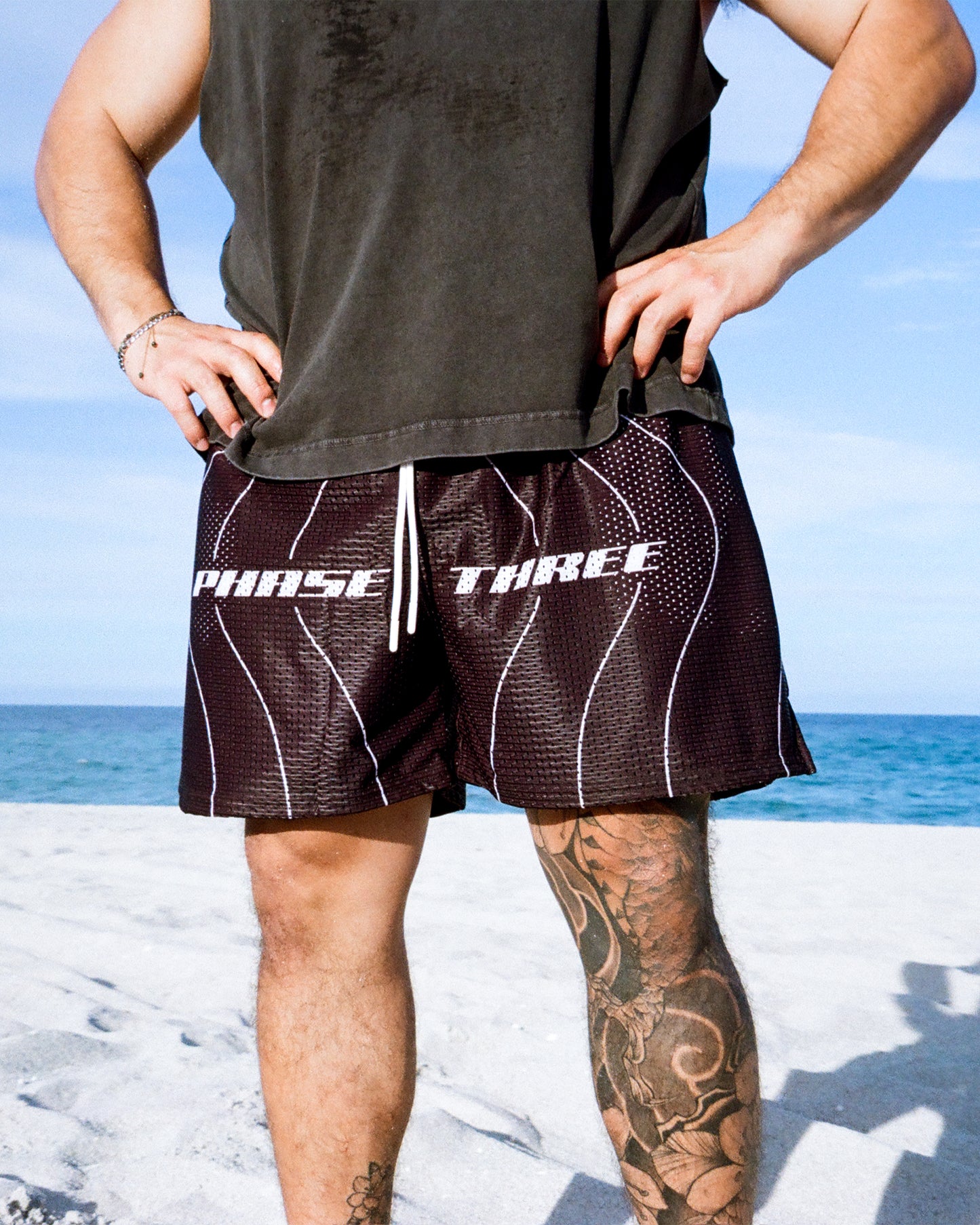 STRIPED MESH SHORTS