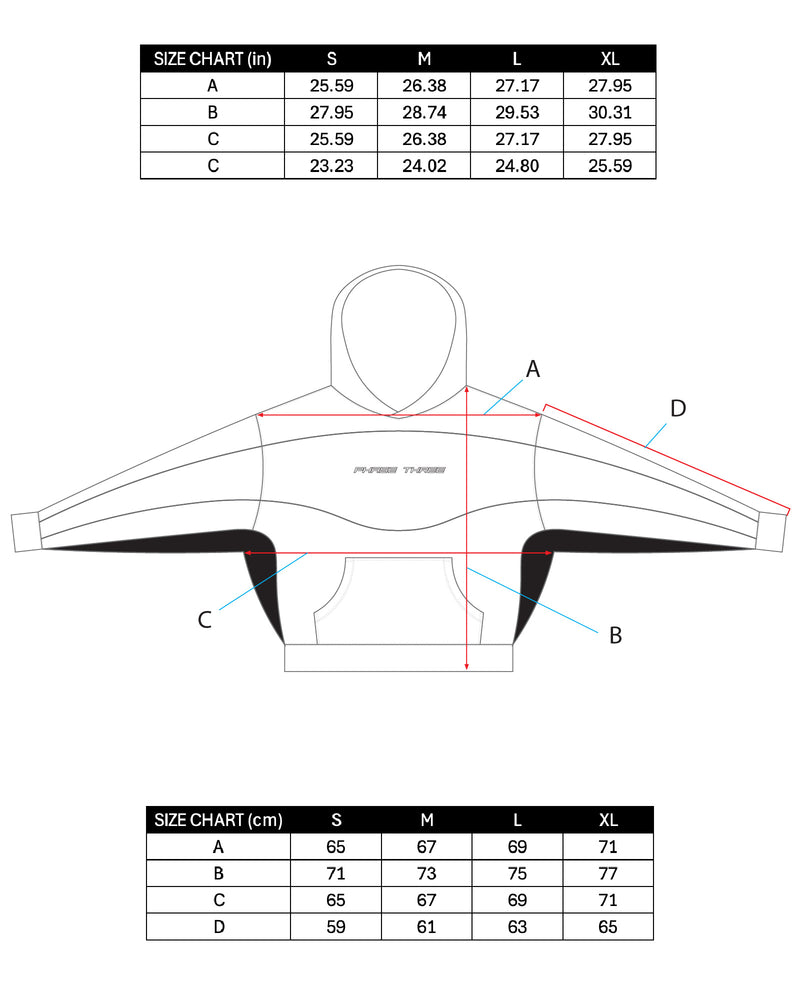 BLACK HOODIE Size Chart