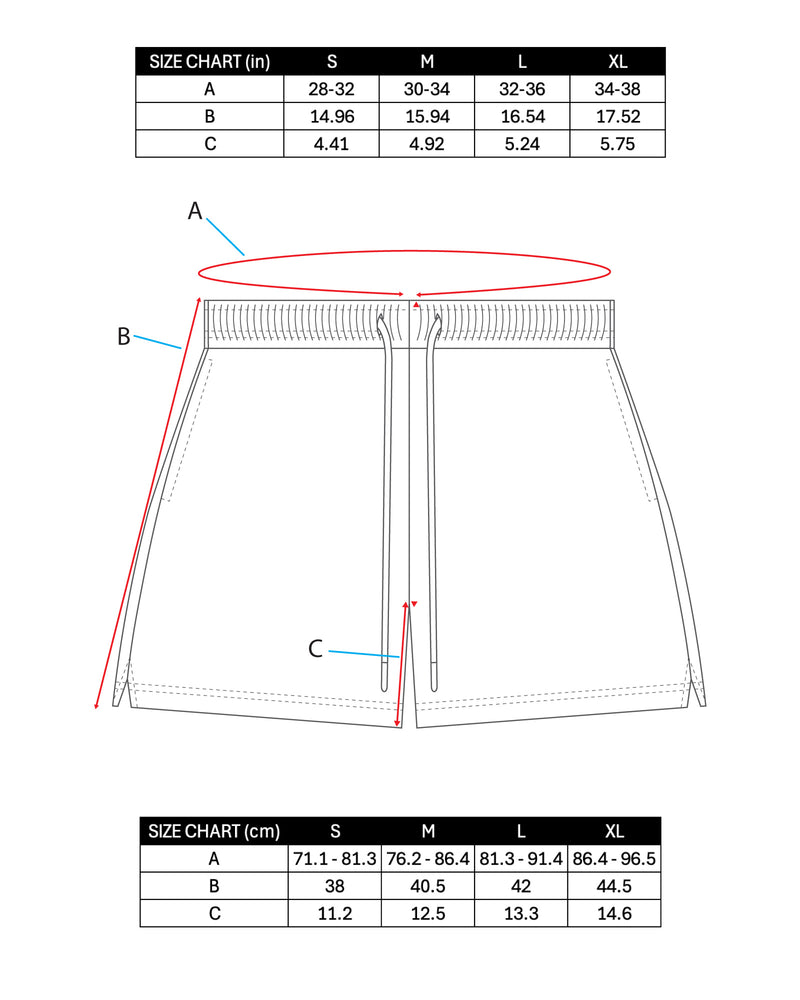 STRIPED MESH SHORTS Size Chart